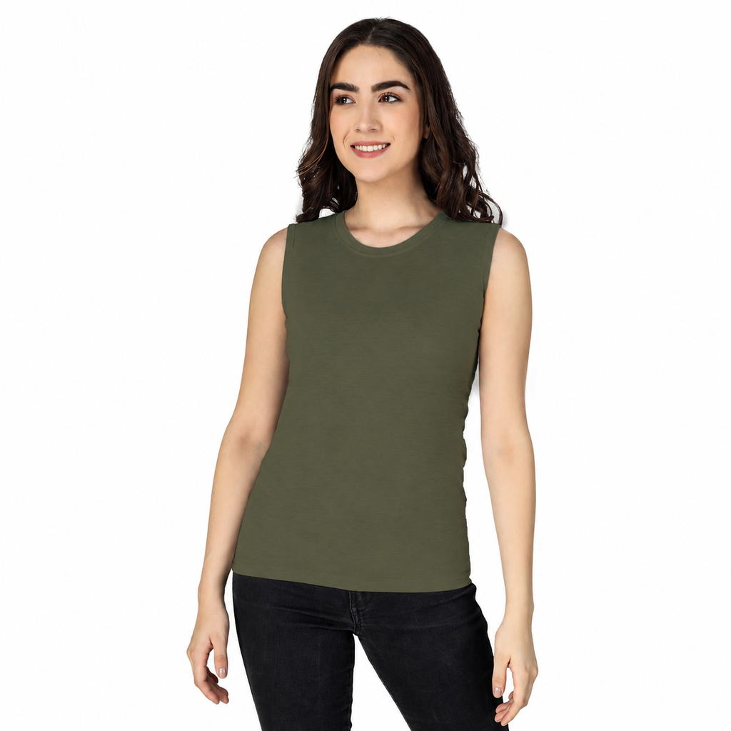 Women's Sleeveless T-shirt | Crew Neck Casual Tees for Everyday Wear