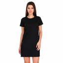 Women’s Solid Round Neck Half Sleeve T-Shirt Dress | Casual Regular Fit Dress | Black