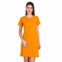 Women’s Solid Round Neck Half Sleeve T-Shirt Dress | Casual Regular Fit Dress | Yellow