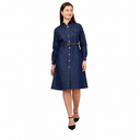 Elegant Silky Denim Dress for Women | Long Length, Full Sleeves